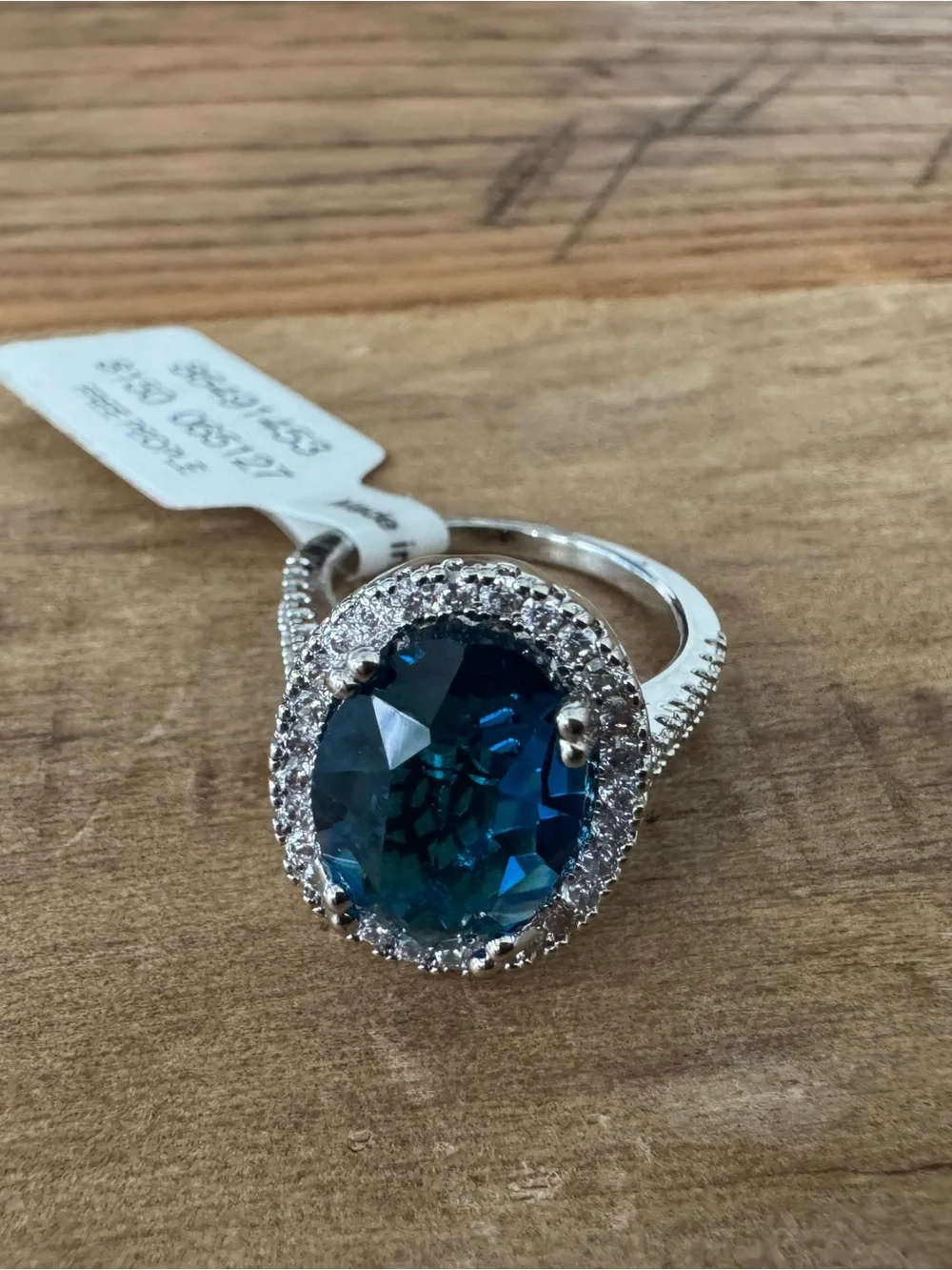 Free People Statement Cocktail Ring | Blue Crystal Halo Ring~ Silver ~ Size 7